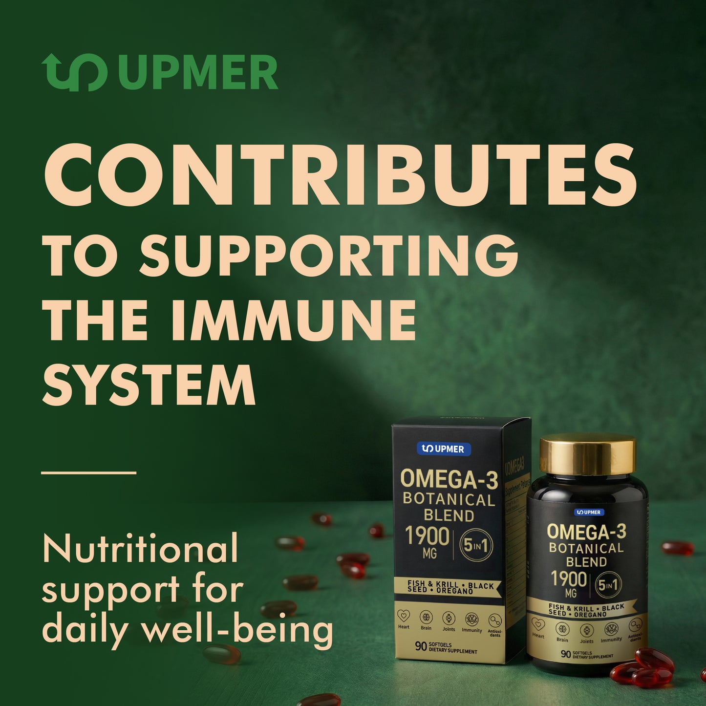 Omega 3 Botanical Blend 1900mg – 5-in-1 Daily Support for Heart, Brain & Joints